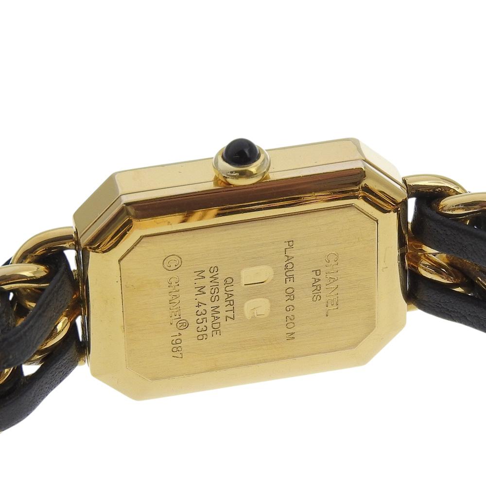 Chanel Premiere S Uhren H0001 schwarzes Zifferblatt Vergoldet/Leder Quarz Analoge Anzeige Damen Gebraucht