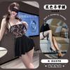Night cat sexy hollow erotic underwear pure lace perspective tube top splicing suspender skirt uniform hot women's suit