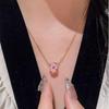 Rose Manor Vintage Zircon Butterfly Necklace: Diamond-Encrusted Rolo Chain in Rose Red