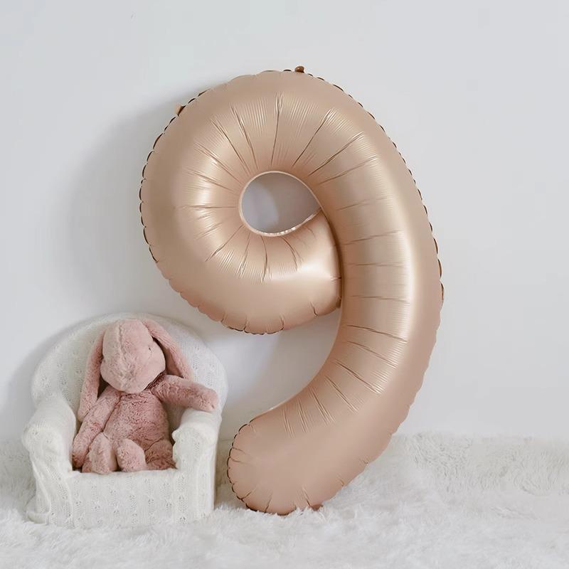 40-Inch Caramel Cream Number Balloons - Aluminum Foil Birthday Party Decoration for Kids and Adults