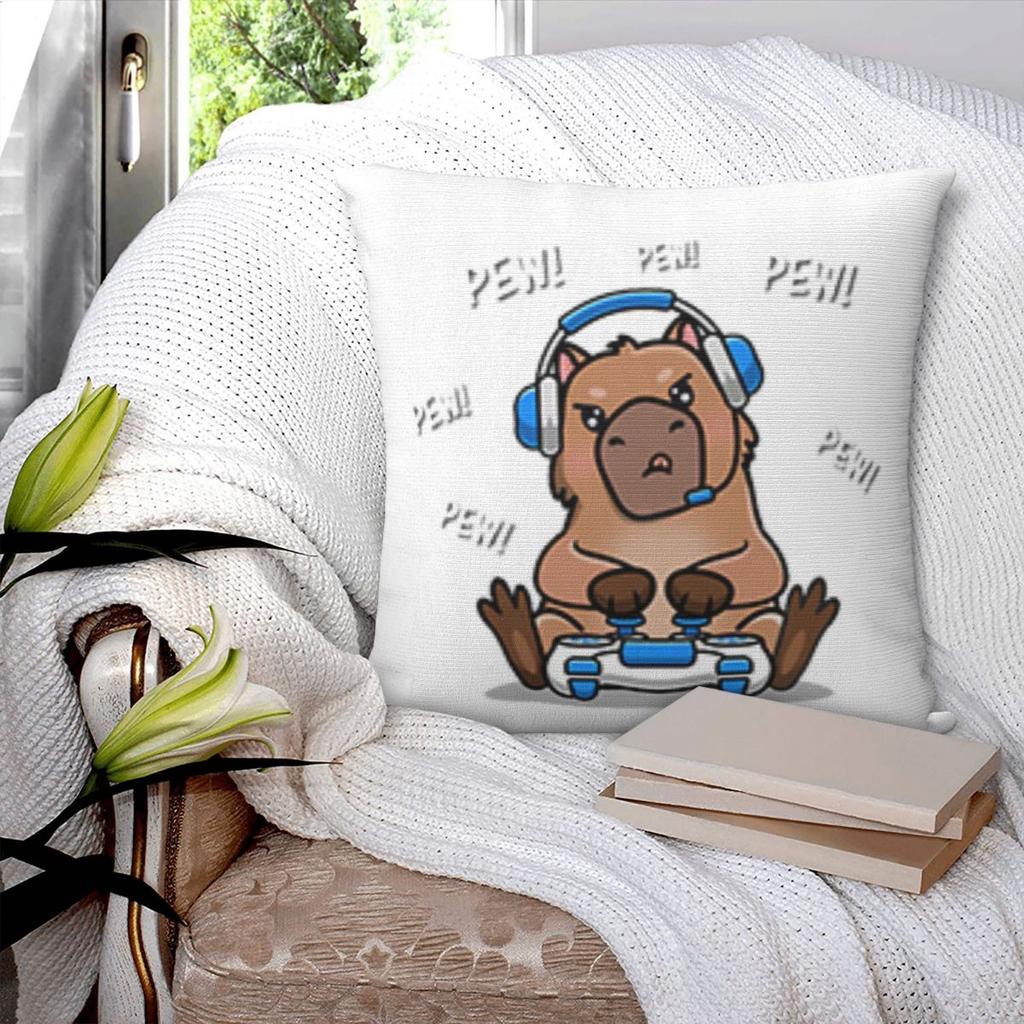 Capybara Square Pillowcase Pillow Cover Polyester Cushion Decor Comfort Throw Pillow for Home Living Room