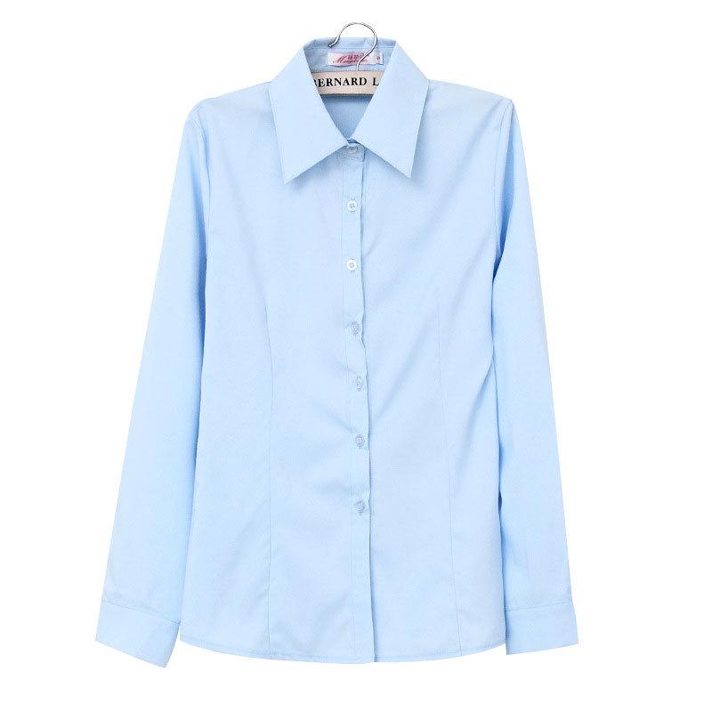2024 Spring Women's Slim Fit Solid Color Long Sleeve Korean Style Single-Breasted Shirt