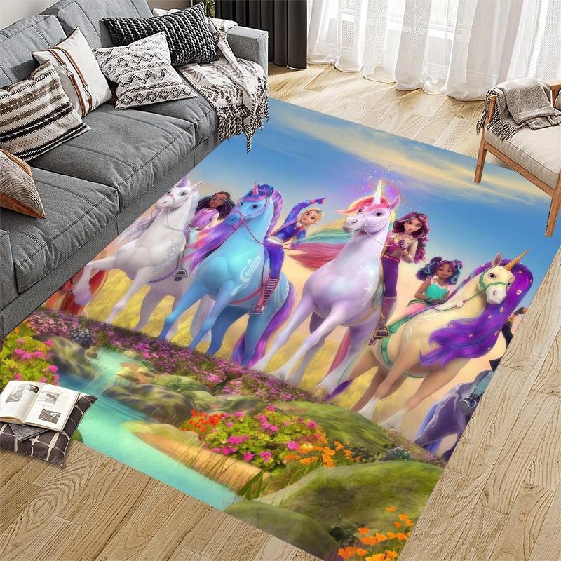 Unicorn Academy Home Sofa Decoration for Living Room & Bedroom, Non‑Slip Play Flannel Floor Mat for Game Room