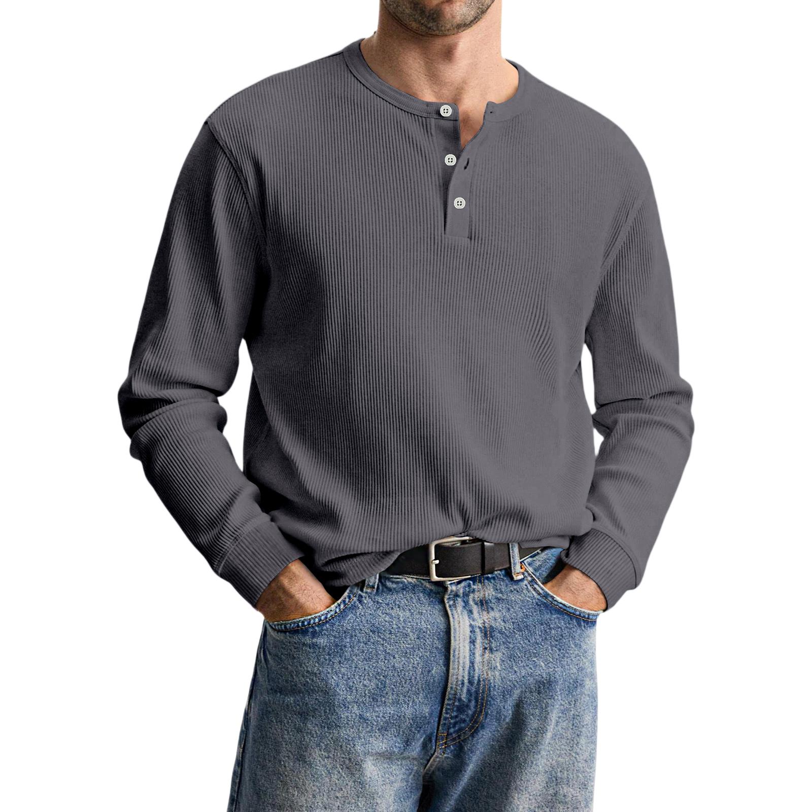 

Men s Casual Knit Button-Up Long-Sleeve Shirt XXXL