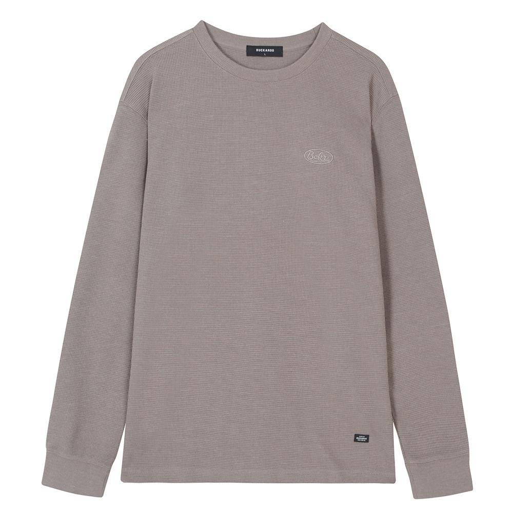 Burkeru Waffle Basic Round T-Shirt Dark Beige Dark Beige_Xl