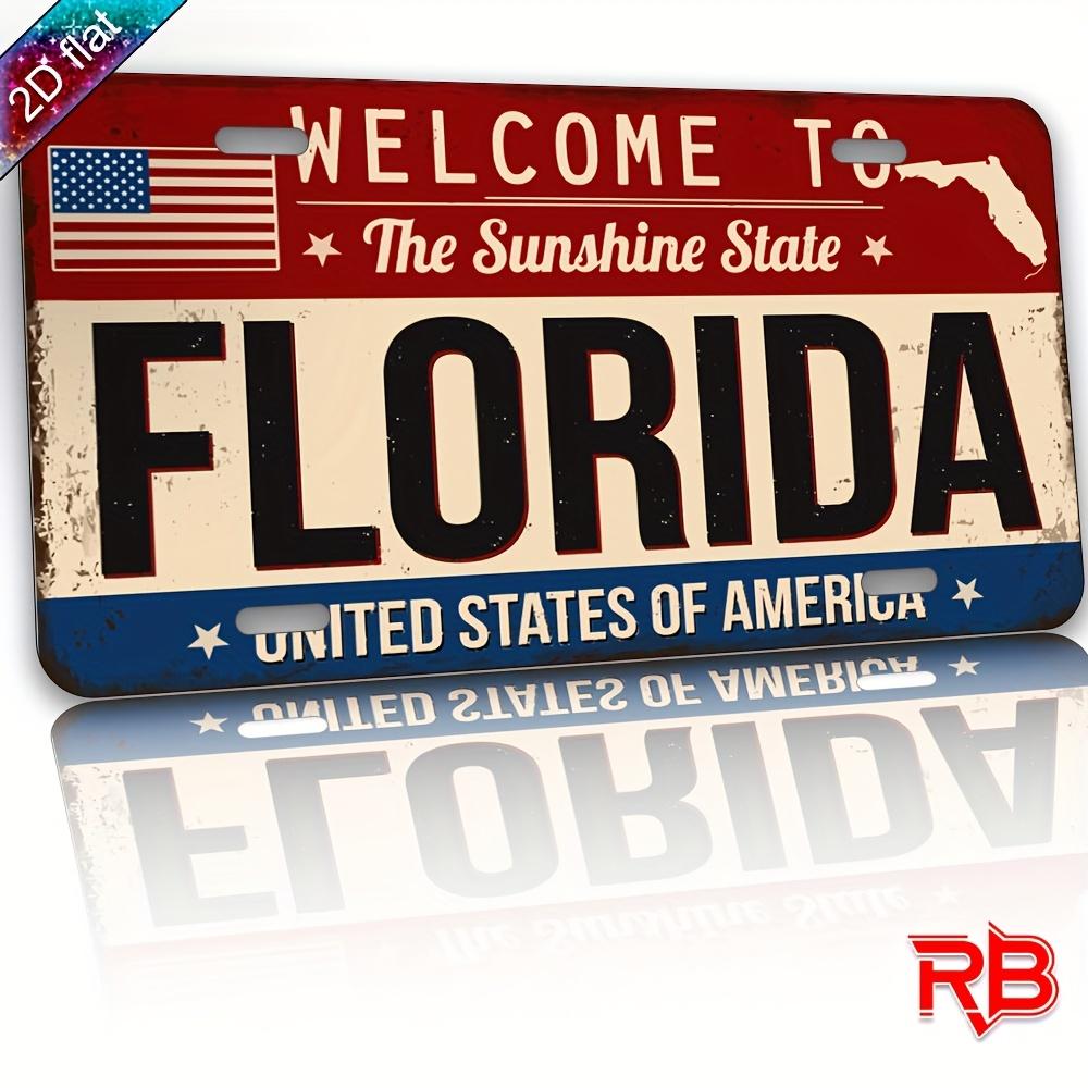 

D Flat Aluminum Wall Sign Welcome to the Sunshine State Florida with American Flag Design UV Printed x cm Ideal 15x30cm(5.9x7.8inch)