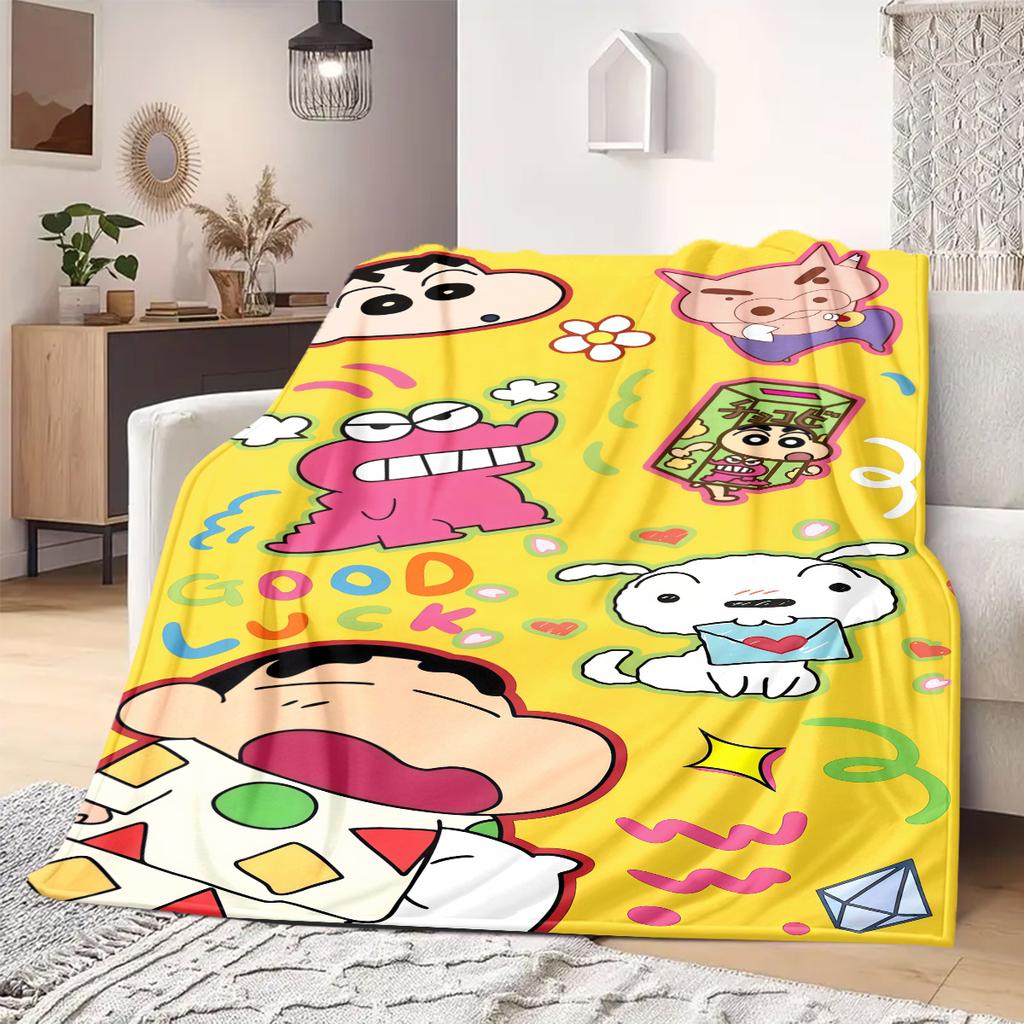 Shinchan Anime Print Blanket Warm Comfortable Flannel Blanket Suitable for Bedrooms, Sofas, Beds, Chairs, Picnics, Travel