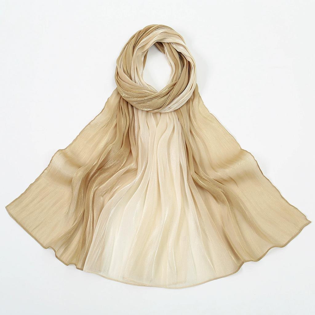 Gradient Wrinkled Satin Silk Hijab Scarf Solid Shawl Women Muslim Hijab Premium Yarn Scarf Islam Turban Ramadan