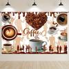 A Party Banner with a Chocolate Color Background and Featuring Coffee Beans Made of Polyester Material.