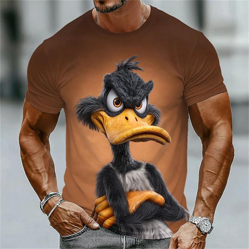 Animation Style T-Shirts Summer Fashion Short Sleeve Funny 3D Animals Printed Men Casual Loose Comfortable Breathable Soft T-shirt