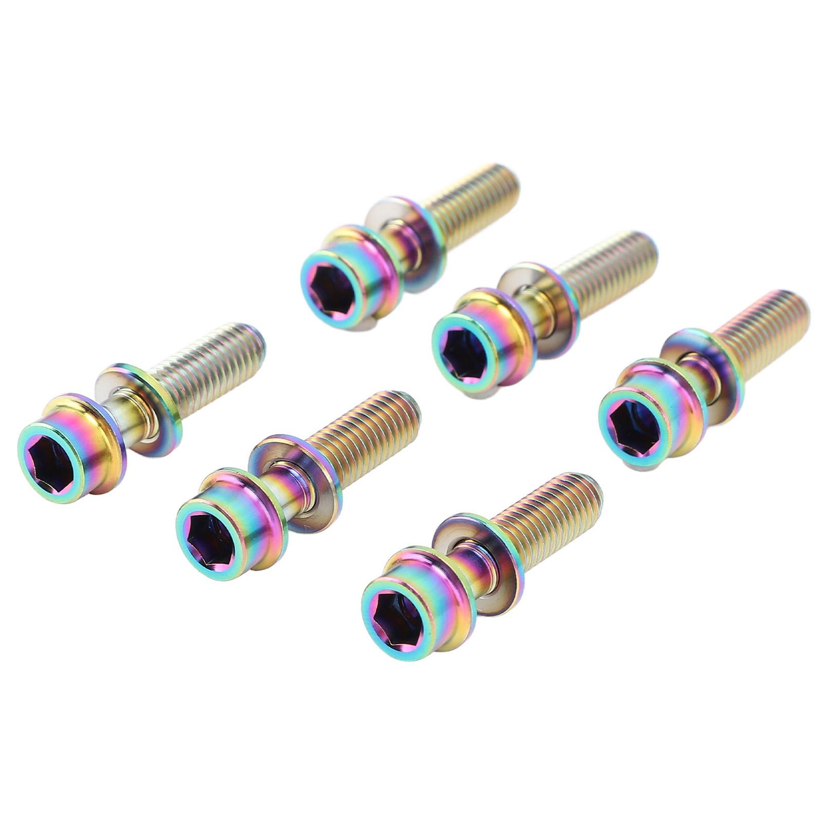 6PCS Bike Stem Bolts Titanium Alloy M5x20mm Bike Handlebar Stem Bolts Screws with Washer for Mountain Bikes Road Bikes