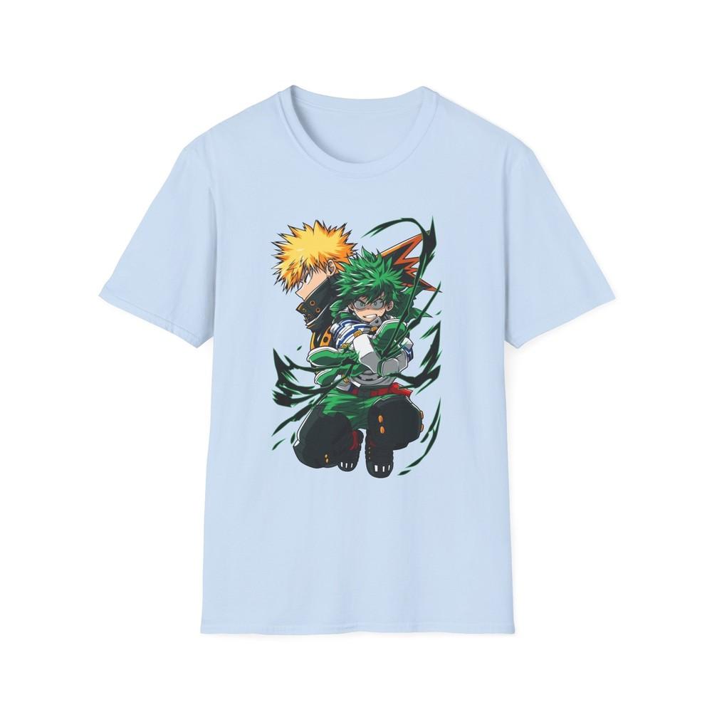Unisex Jl Anime TShirt Softstyle Front And Back My Hero Acad Midoriya Bakugo S