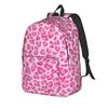 Pink Leopard Print Backpack for Men Women Casual High School Business Daypack Cheetah Animal Laptop Shoulder Bag Sports