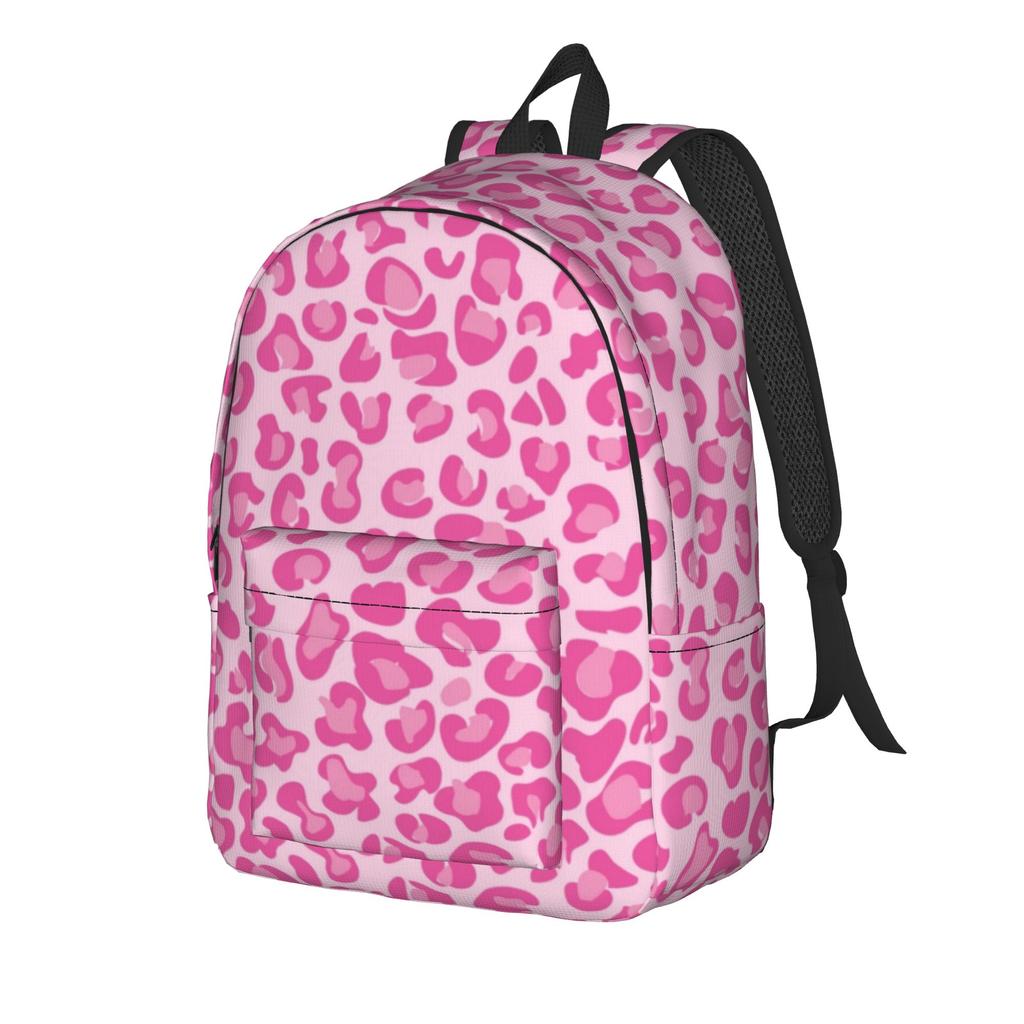 Pink Leopard Print Backpack for Men Women Casual High School Business Daypack Cheetah Animal Laptop Shoulder Bag Sports