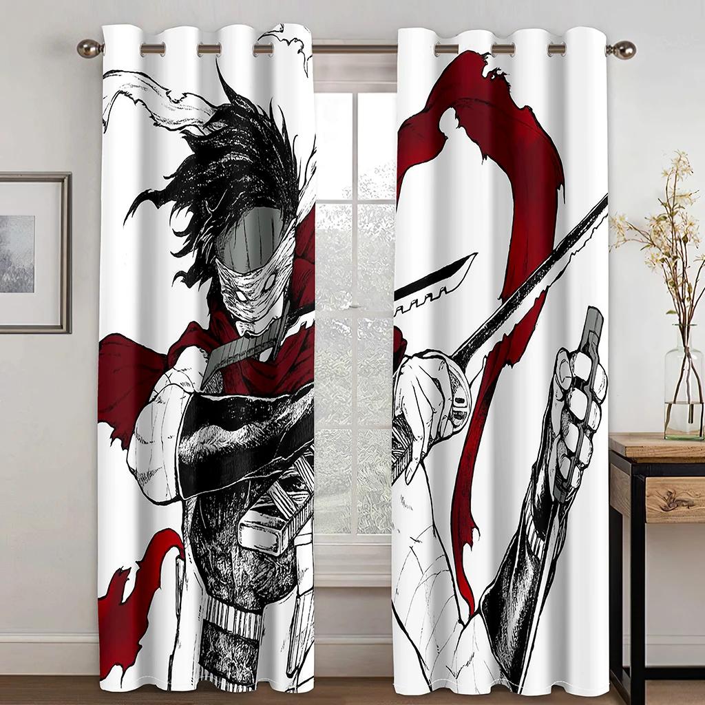 Japanese Style Wave Sun Samurai Manga Caricature Animation Light Filtering Drapes 2 Panelss Thin Window Drapes For Bedroom Space Living Space
