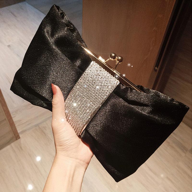 

High-end Design Women s Bowknot Diamond Evening Clutch Bag Fashion Party Butterfly Bow Rhinestone Handbag Elegant Crossbod Bag чёрный