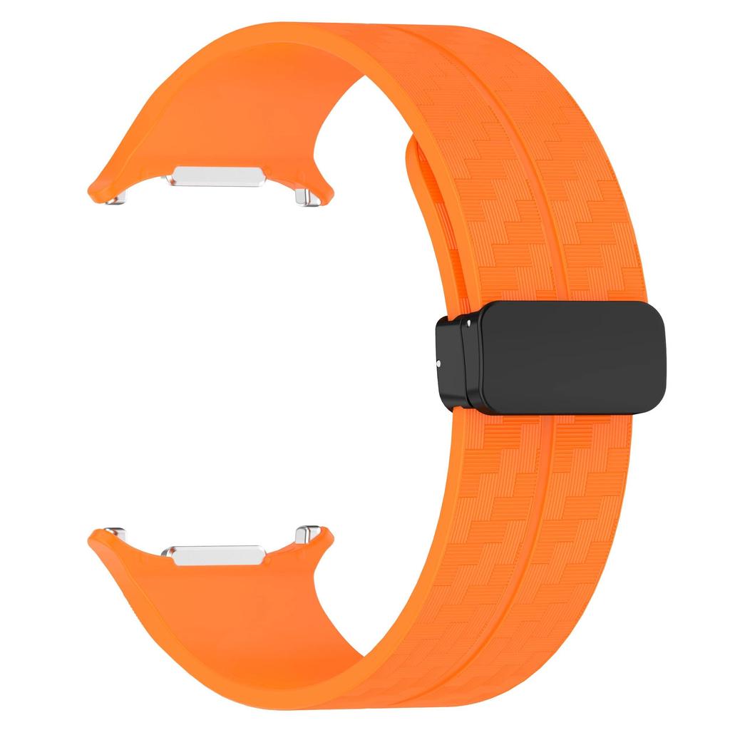 Carbon Fiber Pattern Strap for Samsung Galaxy Watch 7 Ultra 47mm Silicone Magnetic Clasp Band for Galaxy Watch 7 Ultra Bracelet