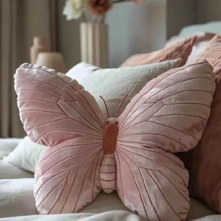 Butterfly Shape Throw Pillow Butterfly Stuffed Cushion Pad Pink Butterfly Plush Pillow Velvets Decorative Animal Pillow