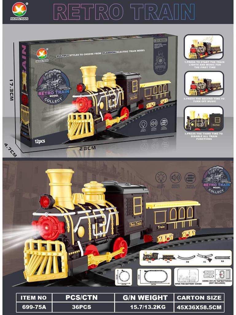 Cross-Border Christmas Electric Train Set with Lights & Music