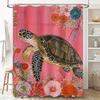 Animal Print Shower Curtain Sea Turtle Design For Bathroom Decor Pink Floral Blue Flowers Pattern Machine Washable Fabric Waterc