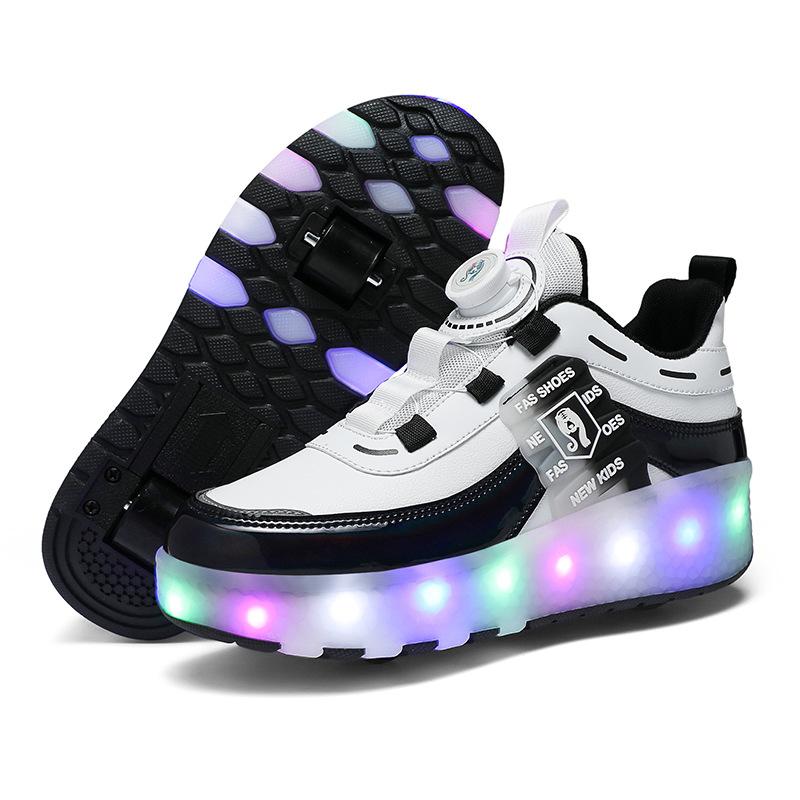 New Double-wheel Runaway Shoes, Boys and Girls Pulley Shoes Can Be Collected Variant Shoes, Skates with Lights, Luminous Shoes Manufacturers