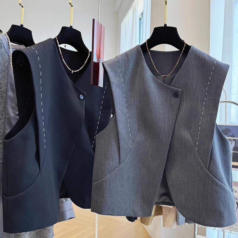 Sleeveless Cardigan Women Waistcoats Ropa Mujer Vintage Korean Vest Office Lady Tanks