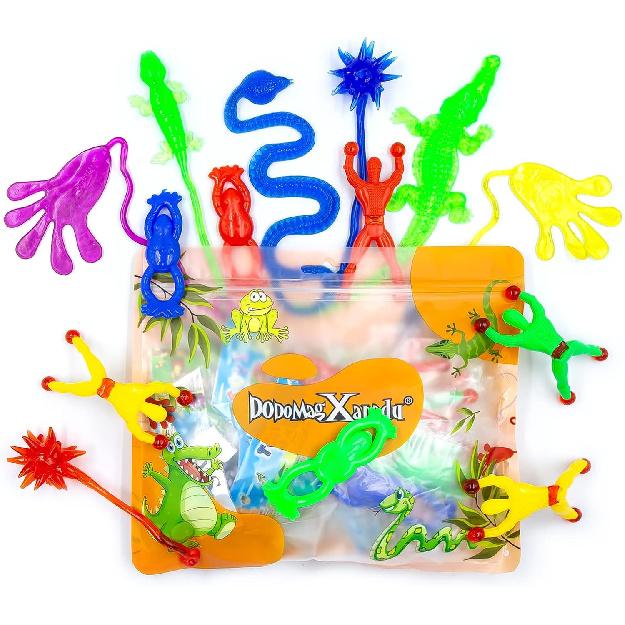 DoDoMagxanadu 14 Pack Assorted Stretchy Sticky Toy Kids’Party Favor Packs, Stretchy Sticky Hand Basket Fillers Novelty Fidget Toy Stocking Stuffers