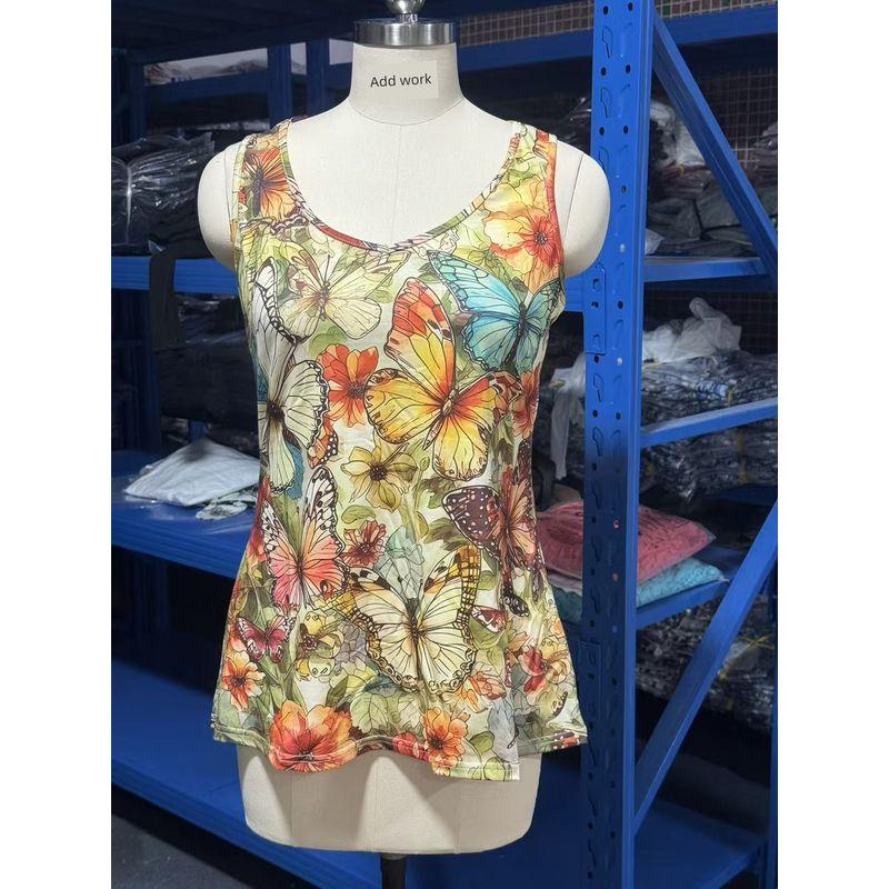 

European and American Foreign Trade Amazon 2025 New Casual Versatile Fashionable High-Quality Vest T-Shirt Orange L