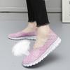 Summer Moccasin Pink Beach Walking Shoes Women Casual Weave Soft Slip On Loafers  Braided Flats Sneakers