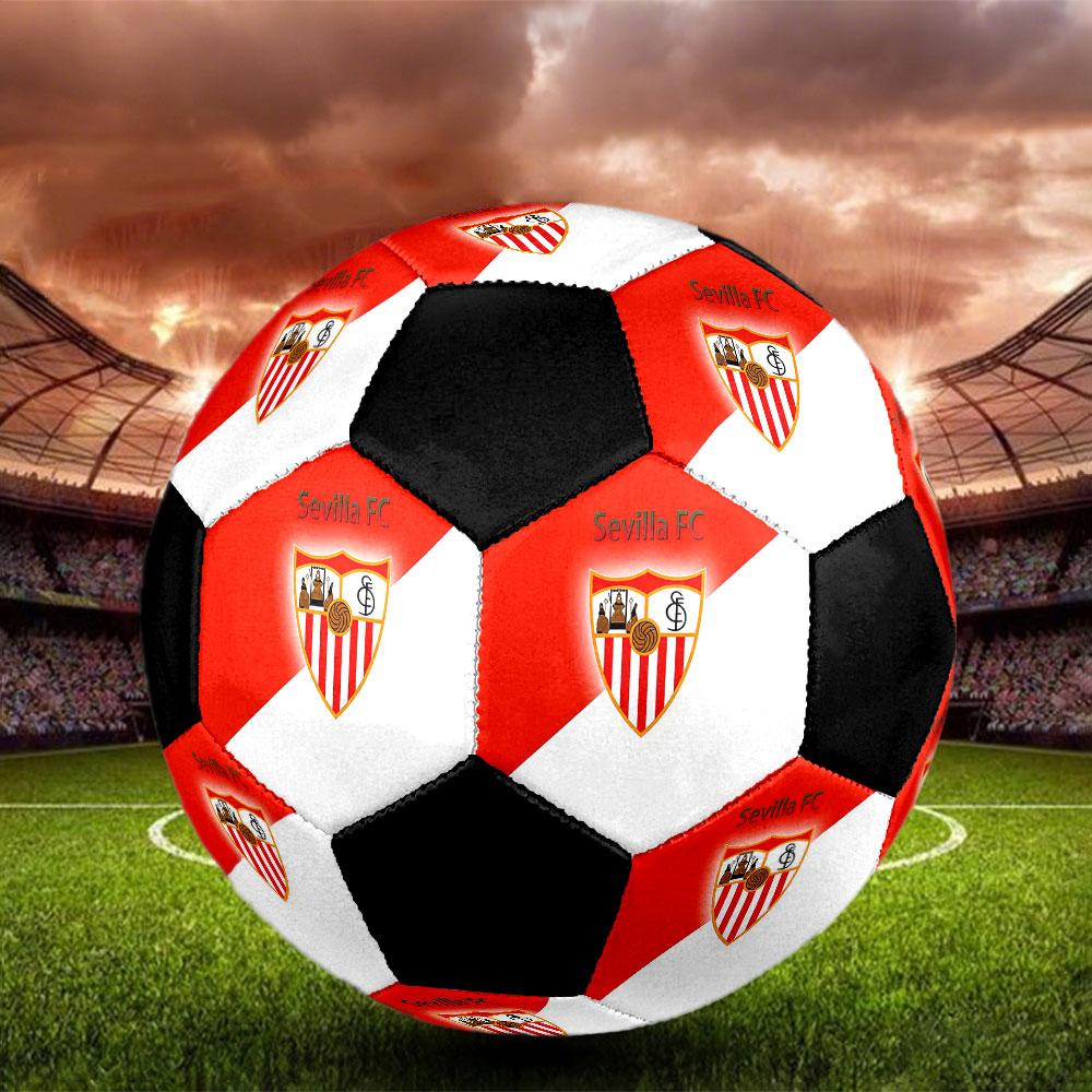 1 PZ Logo Sevilla FC Pallone da calcio taglia 5 Pallone da calcio indoor Praha Colorato Per tutte le età Cucito a macchina PVC Pronto per la competizione Resistente Rimbalzo elevato