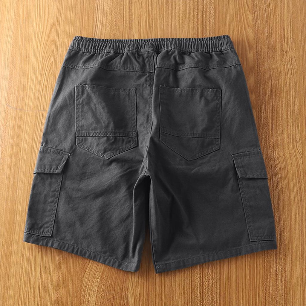 Męskie letnie szorty cargo z wieloma kieszeniami Męskie, modne na co dzień, luźne szorty cargo w jednolitym kolorze