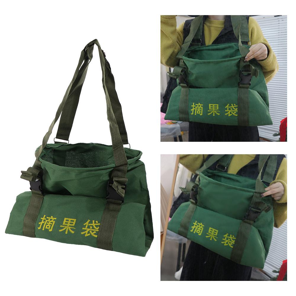 

Portable Fruits Picking Bag Large Capacity Shoulder Strap Foldable Foraging Apron Steel Ring Bottom Opening Garden Gathering Bag коричневый