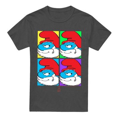 The Smurfs Unisex Adult Papa Smurf Tiles Heather T-Shirt