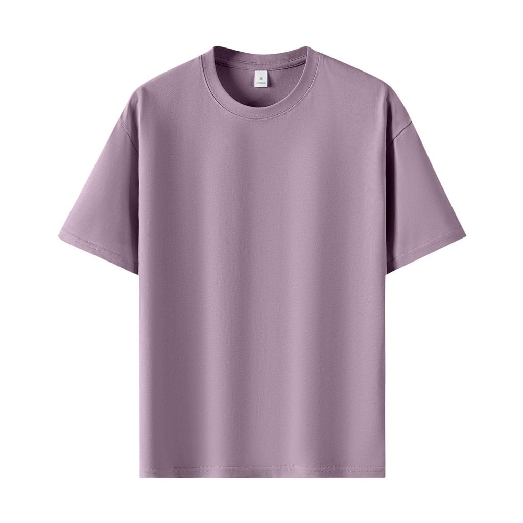 Unisex Round Neck Short Sleeve Loose Fit T-Shirt Cotton Solid Heavyweight Top