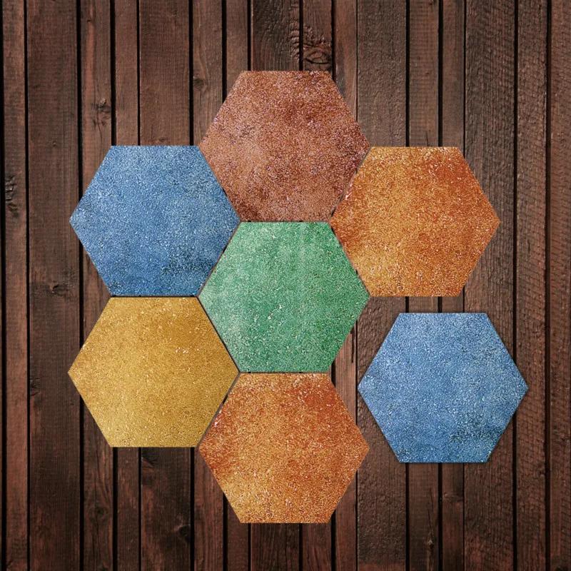 

5pcs Hexagon Wall Stickers Bathroom Kitchen Living Room Wallpaper Non-Slip Wood Grain Affixed Several Plants Tile Floor Mural