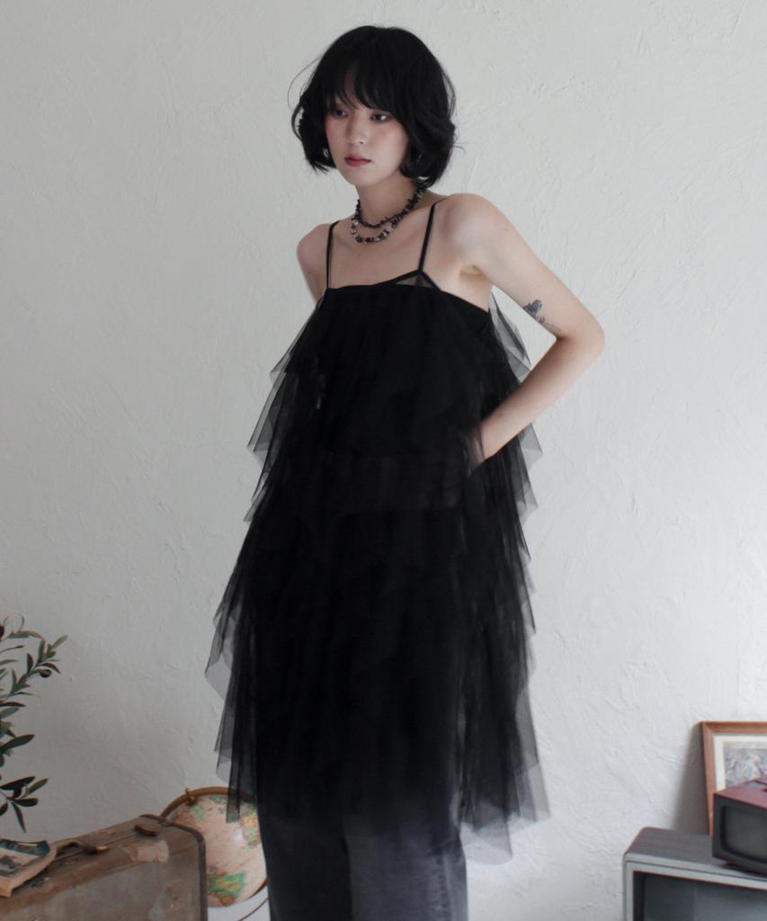 RUBATI Airy Tulle Lace Layering Dress_Black