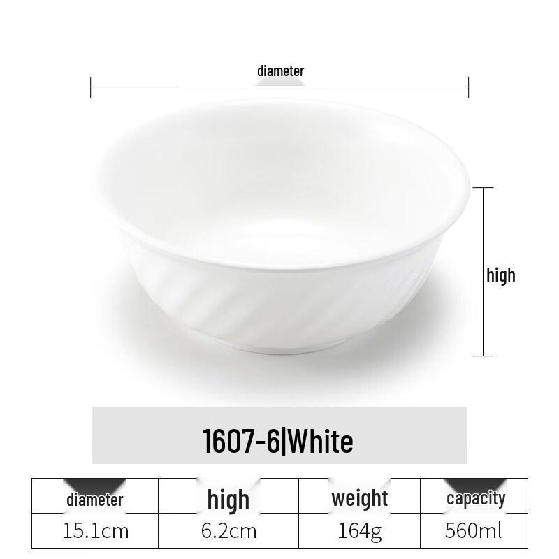 Melamine Resin Imitation Porcelain Deep Bowls - 5 Pack