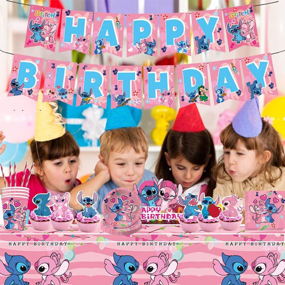 Lilo Pink Stitch Birthday Party Decorations Supplies Tableware Banner Balloon