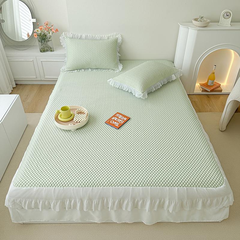 Antibacterial Breathable Fitted Sheet Cool Feeling Silk Mint Water Molecule Cooling Mat Summer Cool Bed Cover (With Pillowcase)