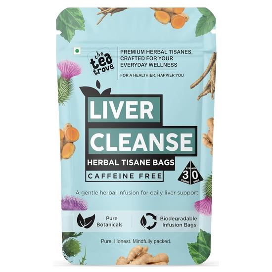Vedic Spices The Tea Trove Liver Cleanse Tea Bags (30 Counts) – Fatty Liver Detox Herbal Tea Blend Of Milk Thistle& Turmeric - 60G