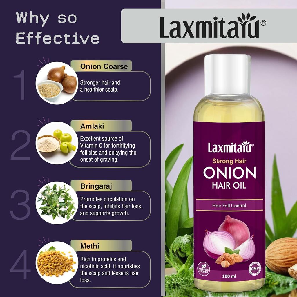 Onion Hair Oil by Ayurvedic Essentials 100ml | Strengthen Hair Roots & Nourish Hair Naturally