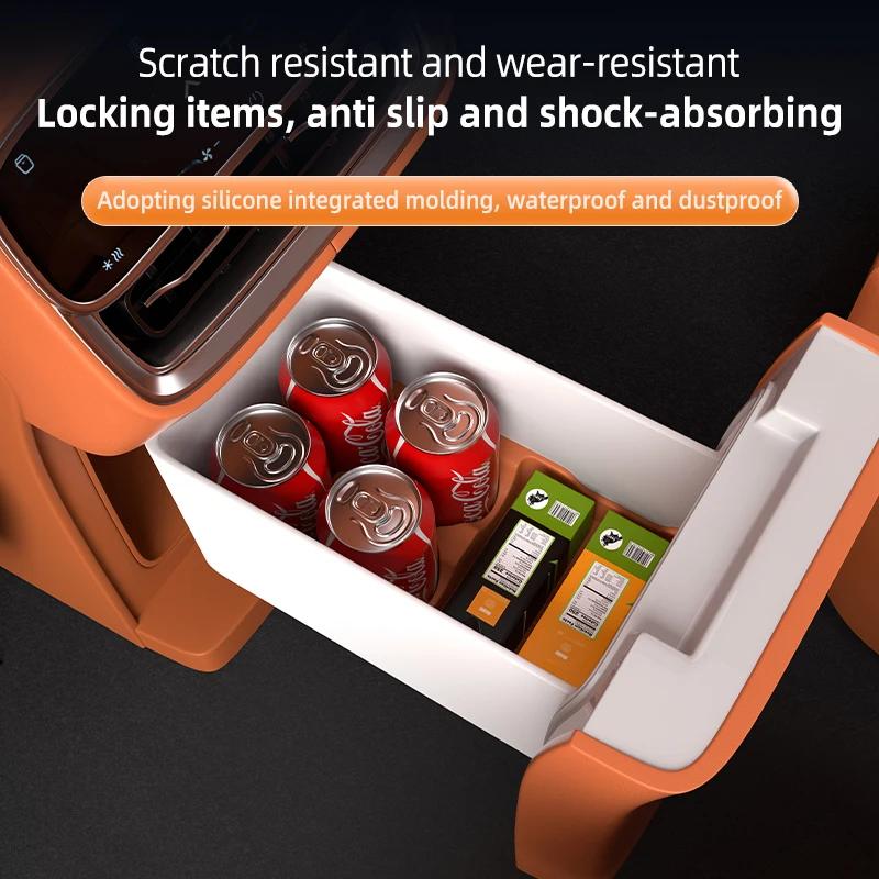 For AITO M8 5/6Seat 2025 2026 Center Armrest Second Row Fridge Storage Hidden Box Silicone Protective Mats Cup Holder Organizer