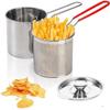 Lid Deep Fryer with Strainer Stainless Steel Milk Warmer Pot Tempura Fryer Pan  Kitchen