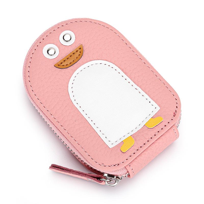 Card Bag Women's Leather Small Exquisite Cartoon Penguin Change First-layer Cowhide Cute ID
