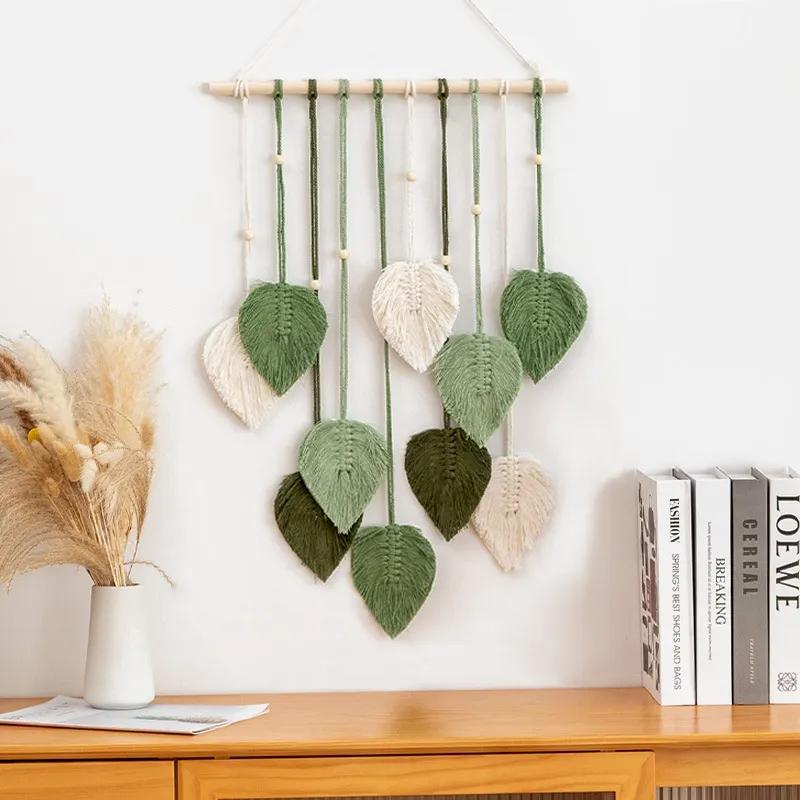 Handmade Woven Leaf Tapestry Bohemian Style Home Decoration Homestay Bedroom Wall Room Living Room Decoration Background YLE18