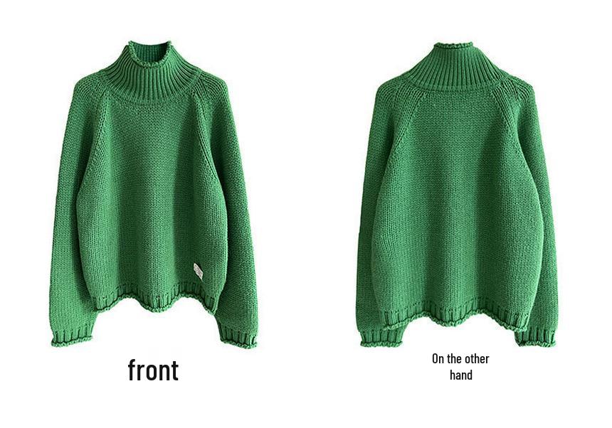 Korean Style High Neck Chunky Knit Sweater: Women's Autumn/Winter Loose Fit Knitwear