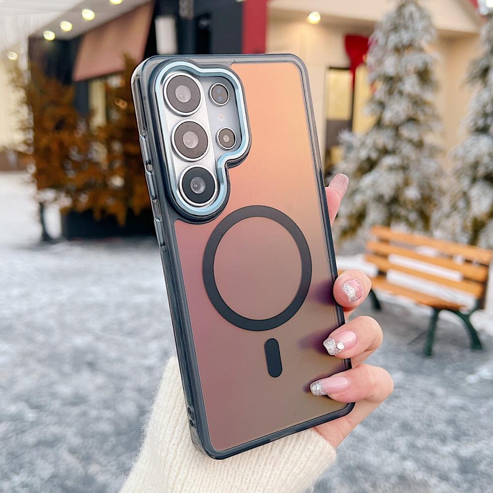 Gradient Dazzling For MagSafe Case For Samsung S25 S24 Ultra S25Edge FE S26 Ultra A56 A55 A36 5G A17 Metal Lens Hard PC Cover