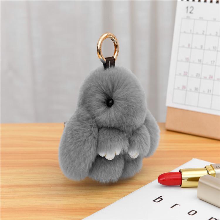 10CM Mini Fluffy Real Fur Pompon Bunny Women Girls Cute Plush Rabbit On Bag Jewelry Wedding Party Toy Kid Gift Bag Charm