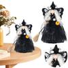 Halloween Witch Doll with Broom Haunted House Doll Ornaments Halloween Witch Tree Topper Decoration for Halloween Party Decor