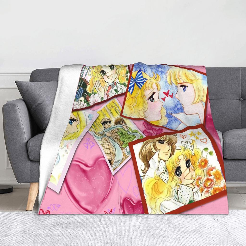 Anime Candy Candy Blankets Fleece All Season Kawaii Cute Girl Flowery Multi-function Thin Throw Blanket for Bed Office Quilt